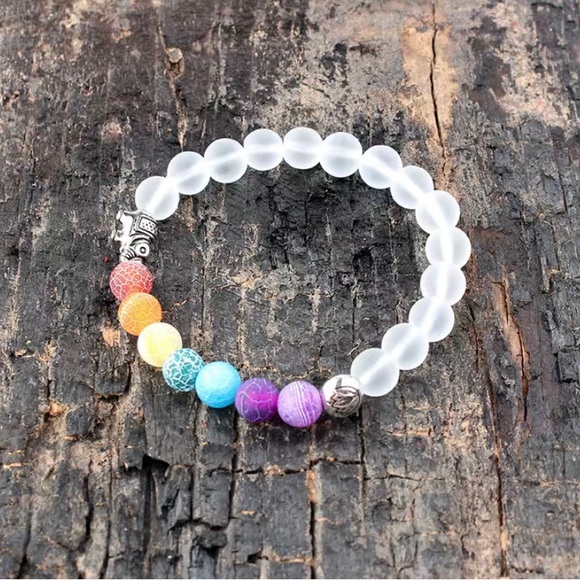NWT 8mm Chakra Gemstone Beads Energy Bracelet - Picture 4 of 5